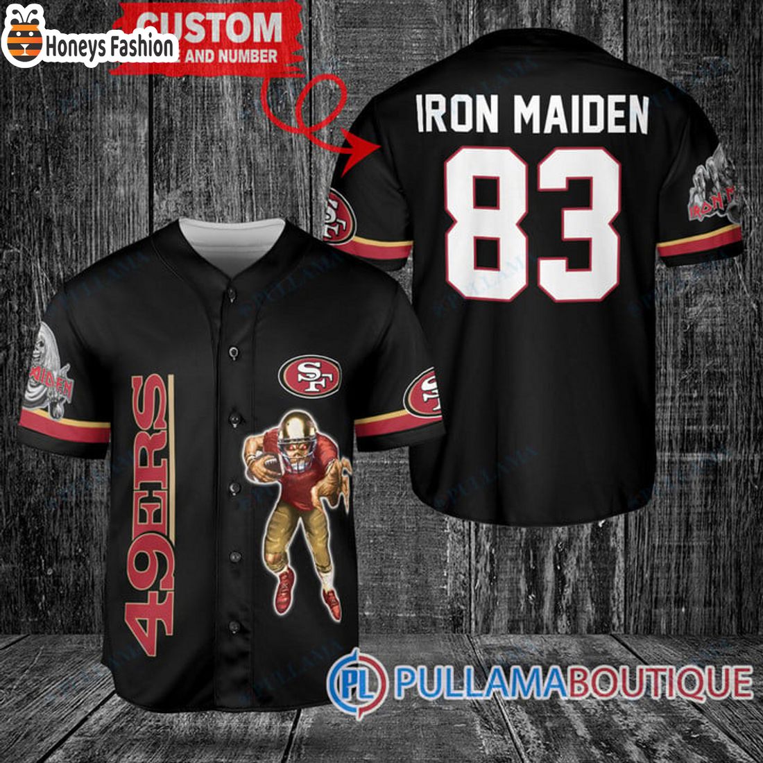 BEST Iron Maiden San Francisco 49ers Custom Name Number Basball Jersey