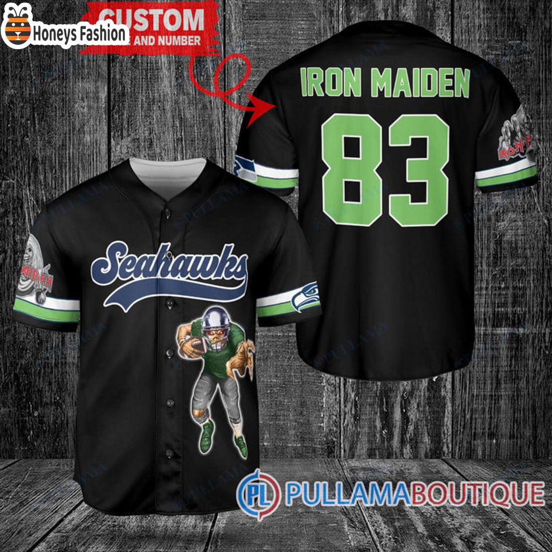 BEST Iron Maiden Seattle Seahawks Custom Name Number Basball Jersey