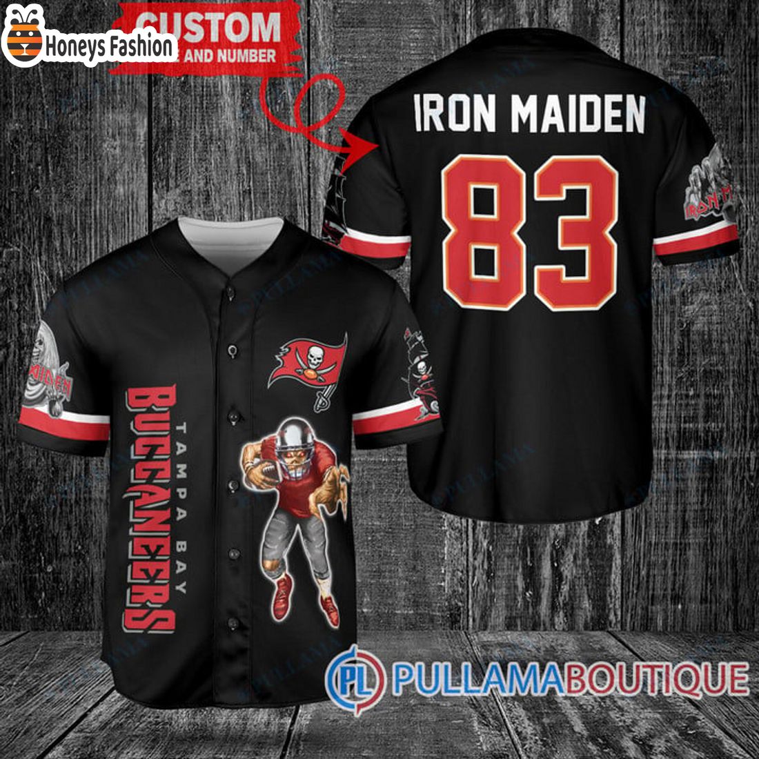 BEST Iron Maiden Tampa Bay Buccaneers Custom Name Number Basball Jersey