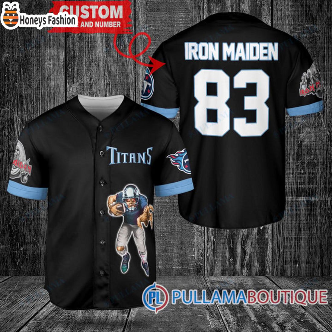 BEST Iron Maiden Tennessee Titans Custom Name Number Basball Jersey