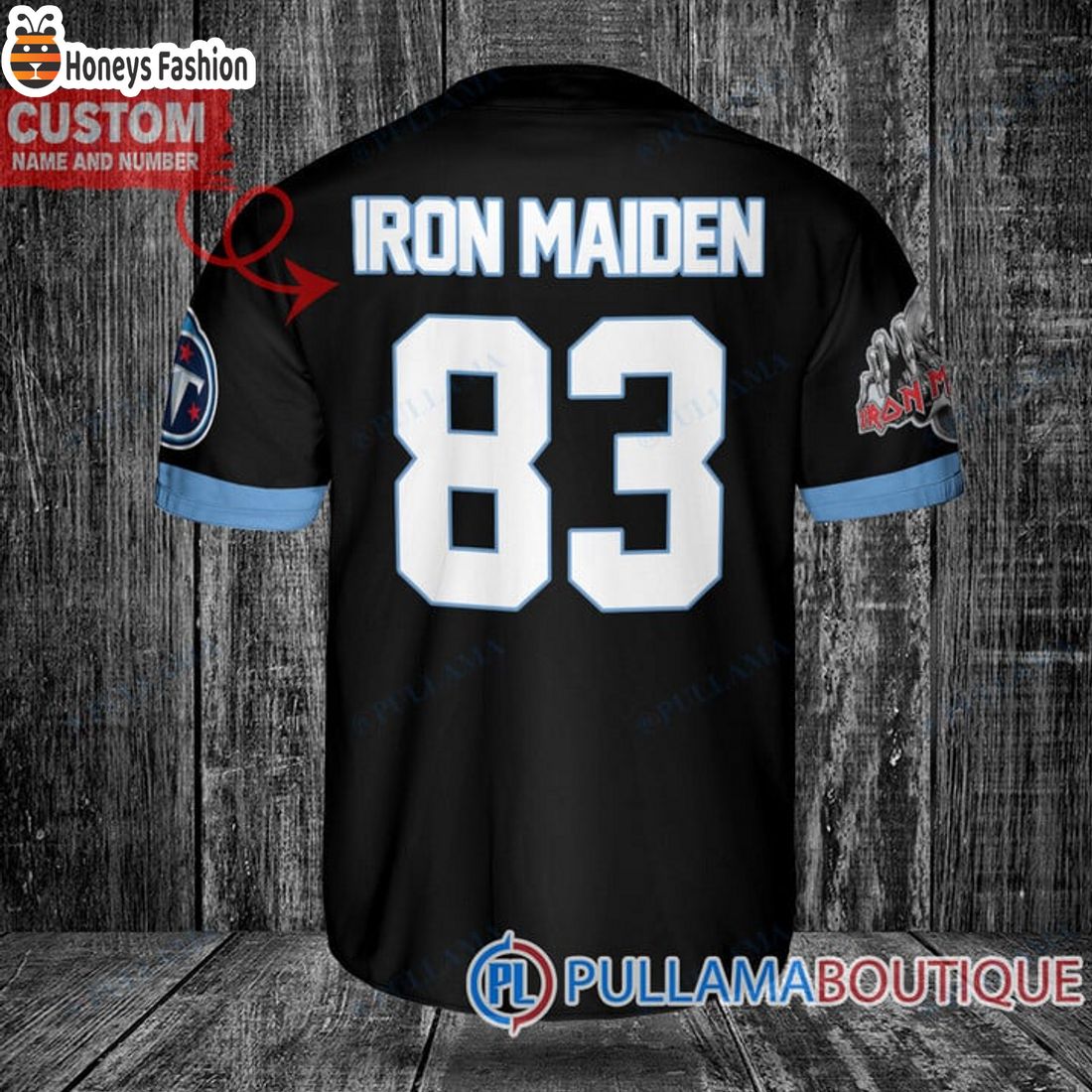 BEST Iron Maiden Tennessee Titans Custom Name Number Basball Jersey