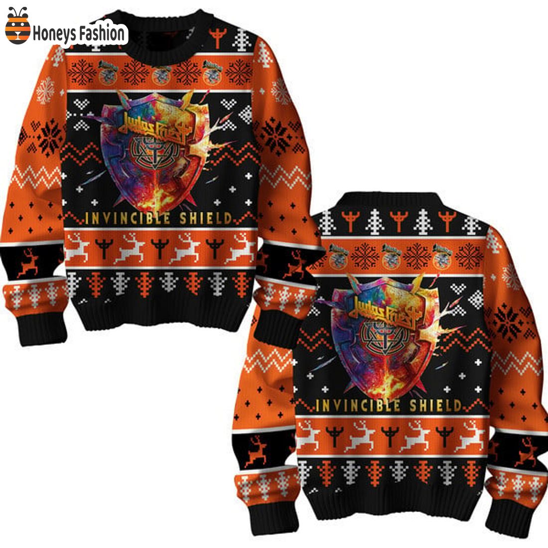 BEST Judas Priest Invincible Shield Ugly Christmas Sweater