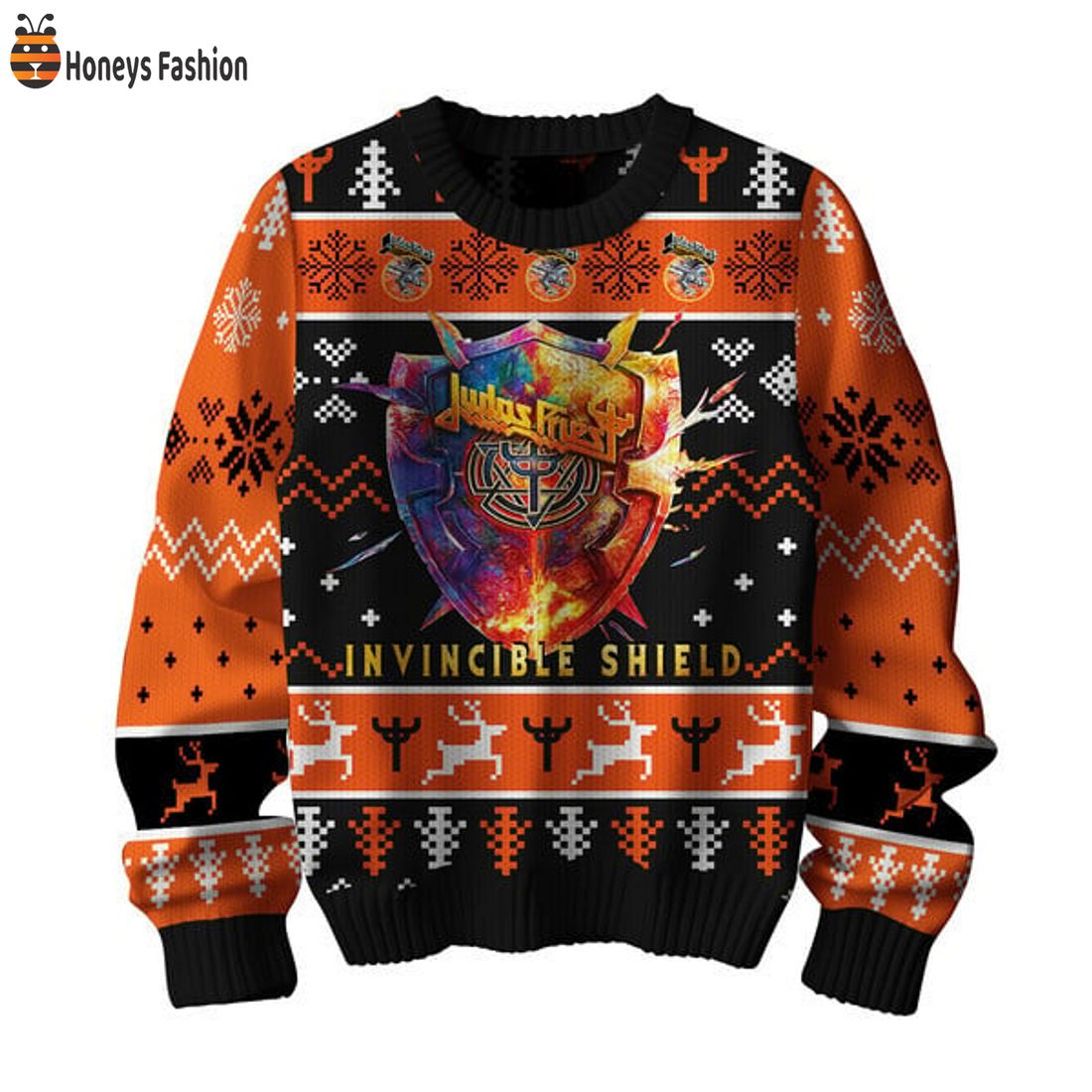 BEST Judas Priest Invincible Shield Ugly Christmas Sweater