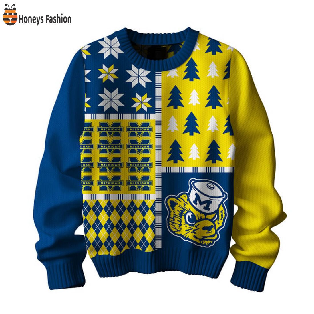 BEST Michigan Wolverines Biff Mascot Logo Ugly Christmas Sweater