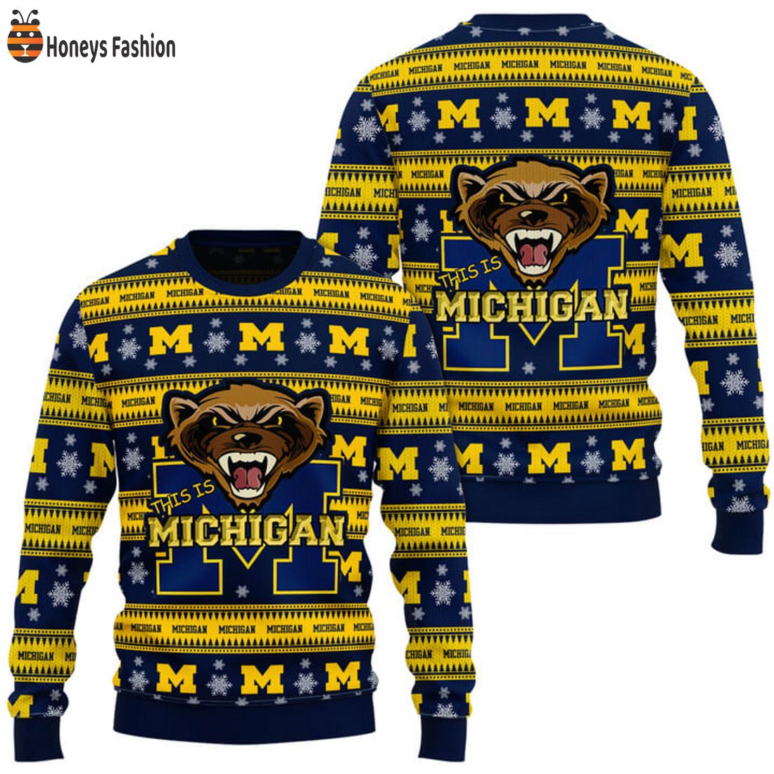 BEST Michigan Wolverines Throwback Logo Ugly Christmas Sweater