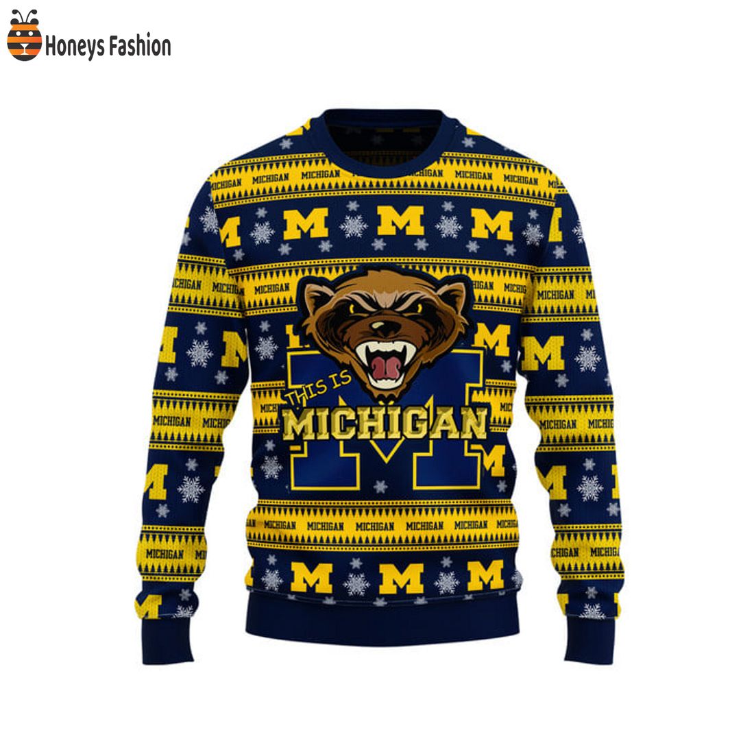 BEST Michigan Wolverines Throwback Logo Ugly Christmas Sweater