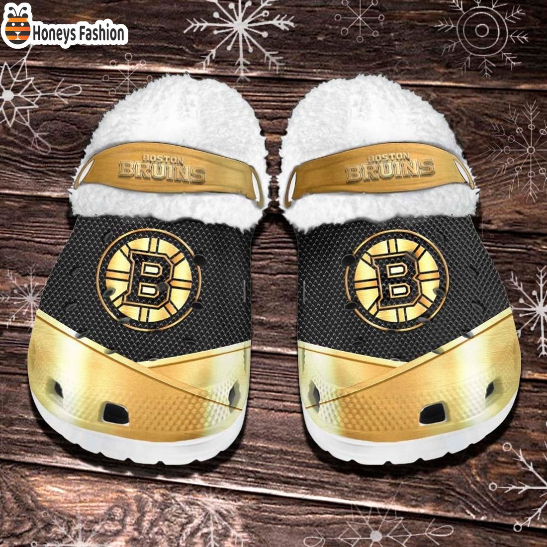 Boston Bruins NHL Fleece Crocs Clogs Shoes
