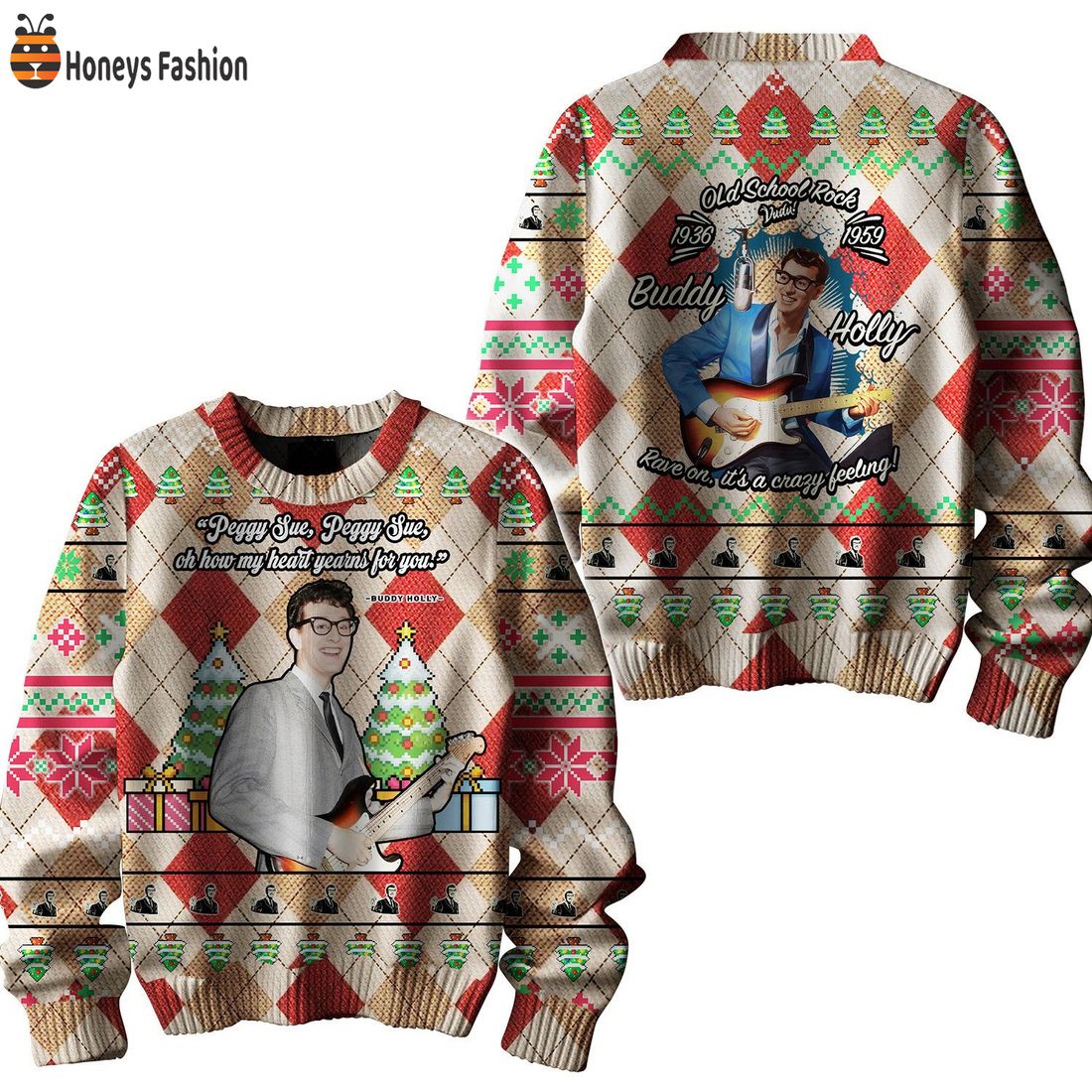 Buddy Holly Peggy Sue Got Married Ugly Christmas Sweater