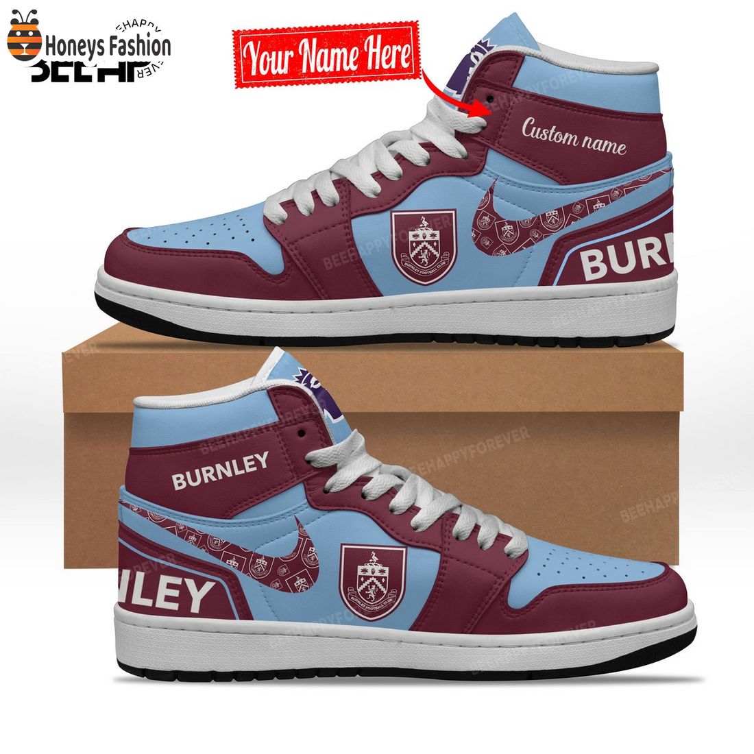 Burnley Custom Name Nike Air Jordan 1 Shoes