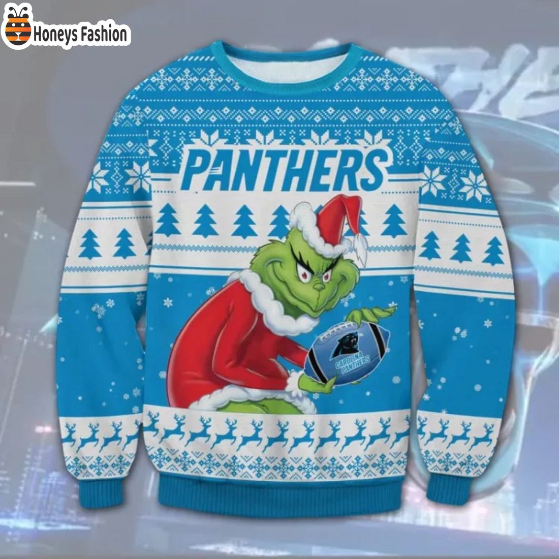 Carolina Panthers Grinch Ugly Christmas Sweater