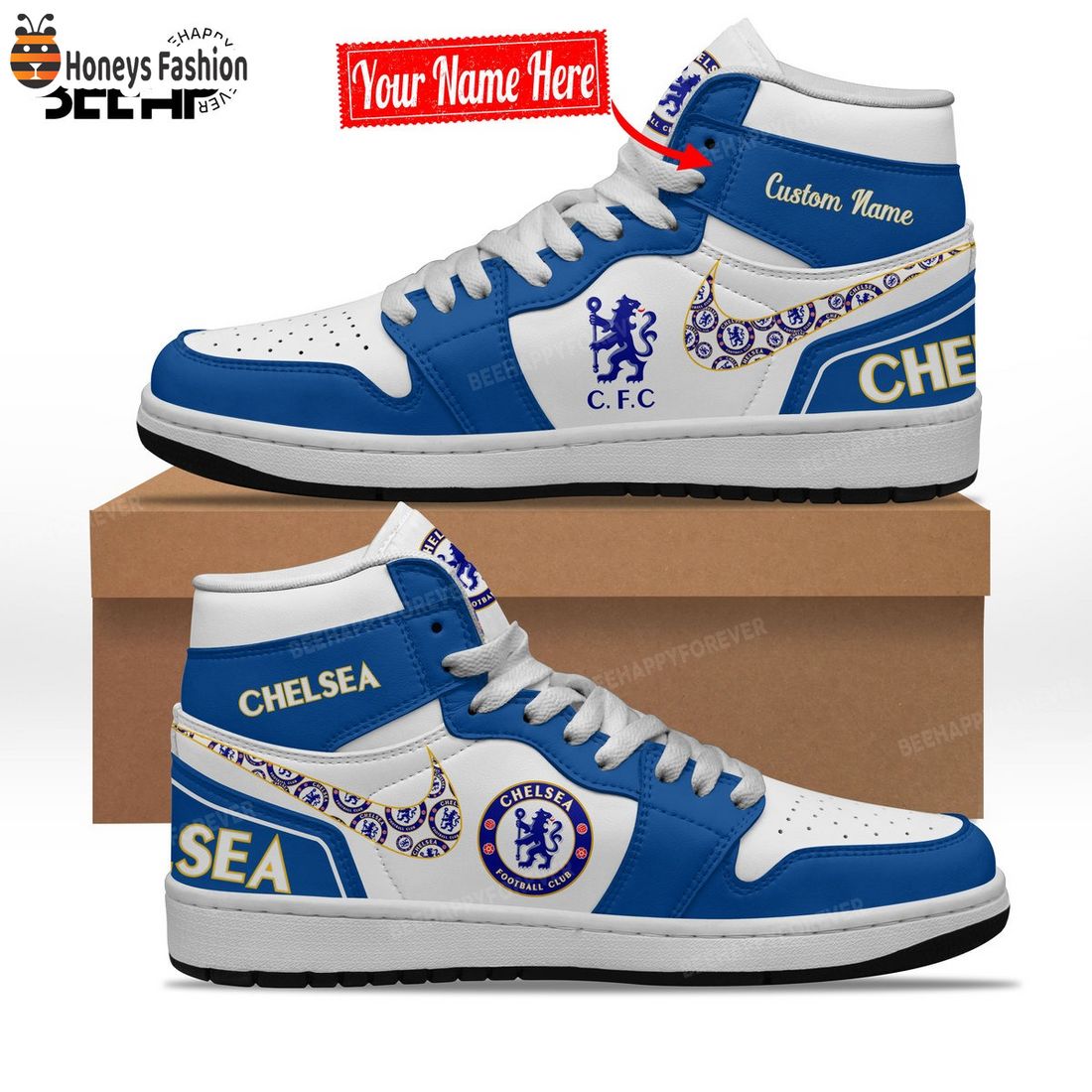 Chelsea Custom Name Nike Air Jordan 1 Shoes
