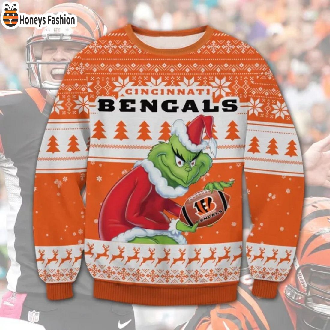 Cincinnati Bengals Grinch Ugly Christmas Sweater