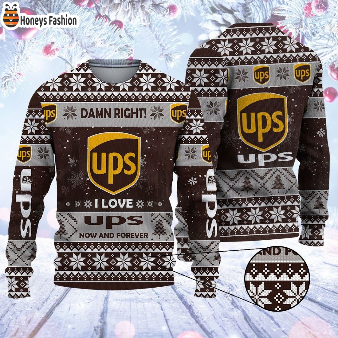 Damn right UPS now and forever ugly christmas sweater