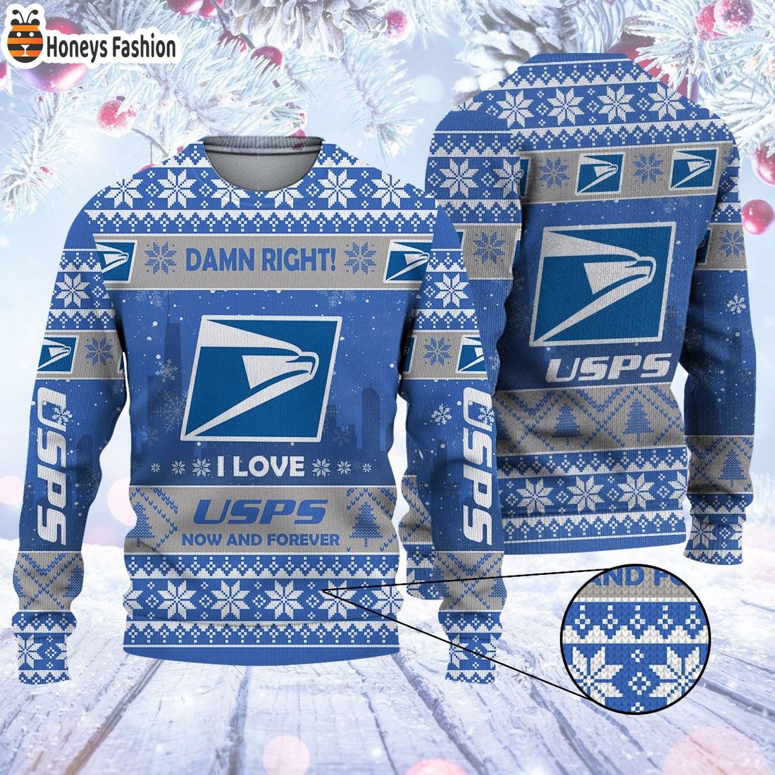 Damn right USPS now and forever ugly christmas sweater
