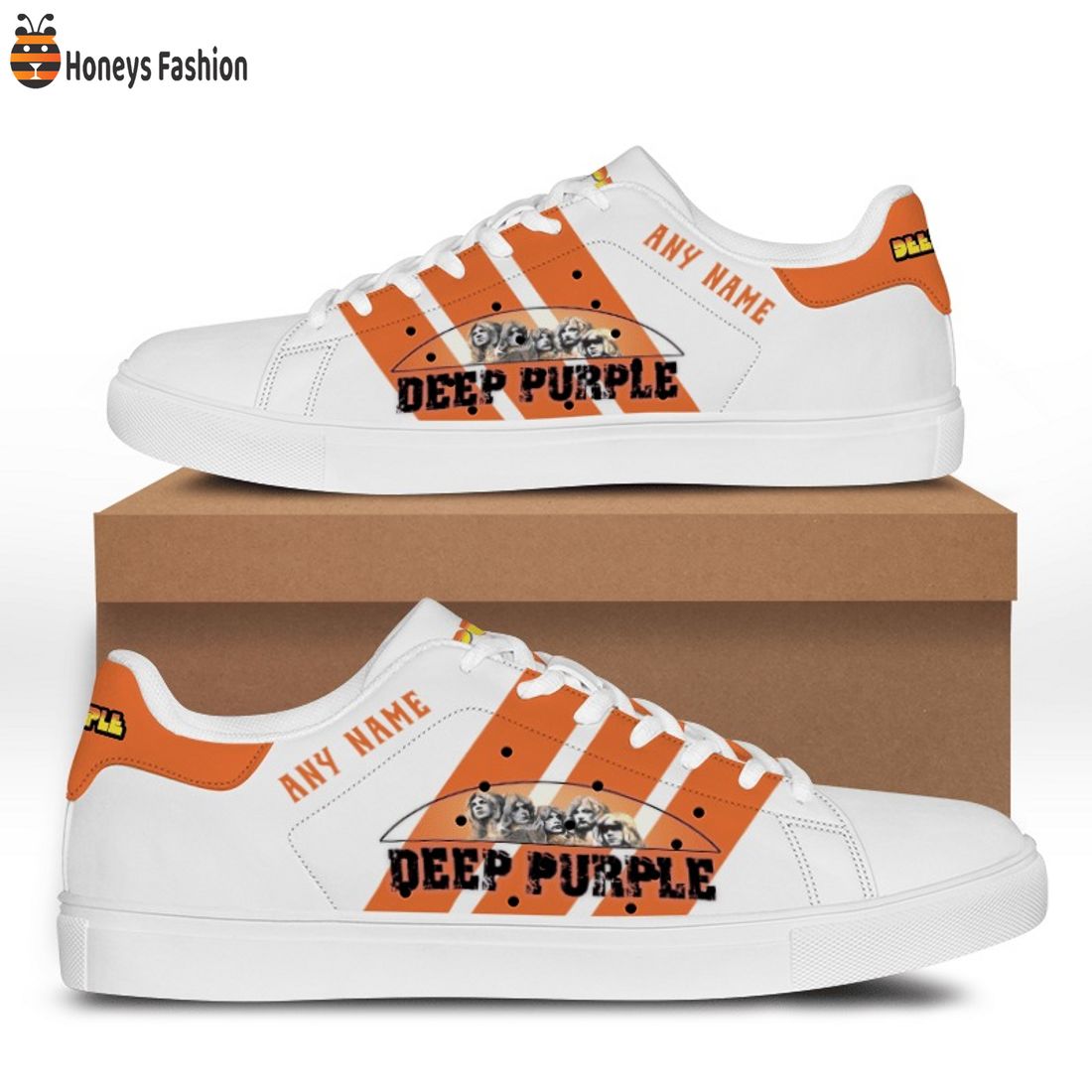 Deep Purple orange custom name stan smith adidas shoes