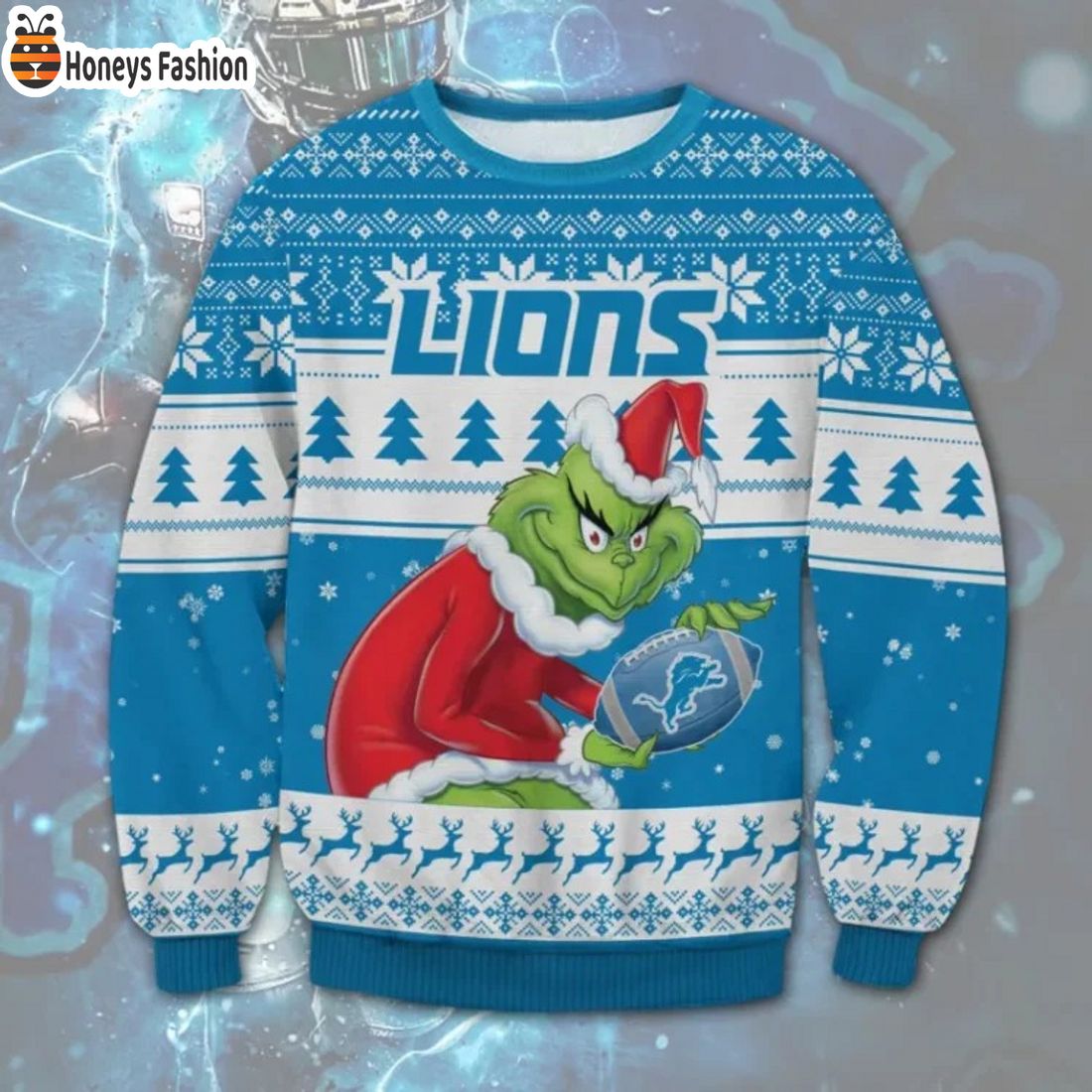 Detroit Lions Grinch Ugly Christmas Sweater