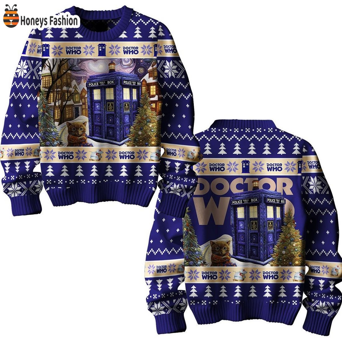 Doctor Who Police Box Ugly Christmas Sweater