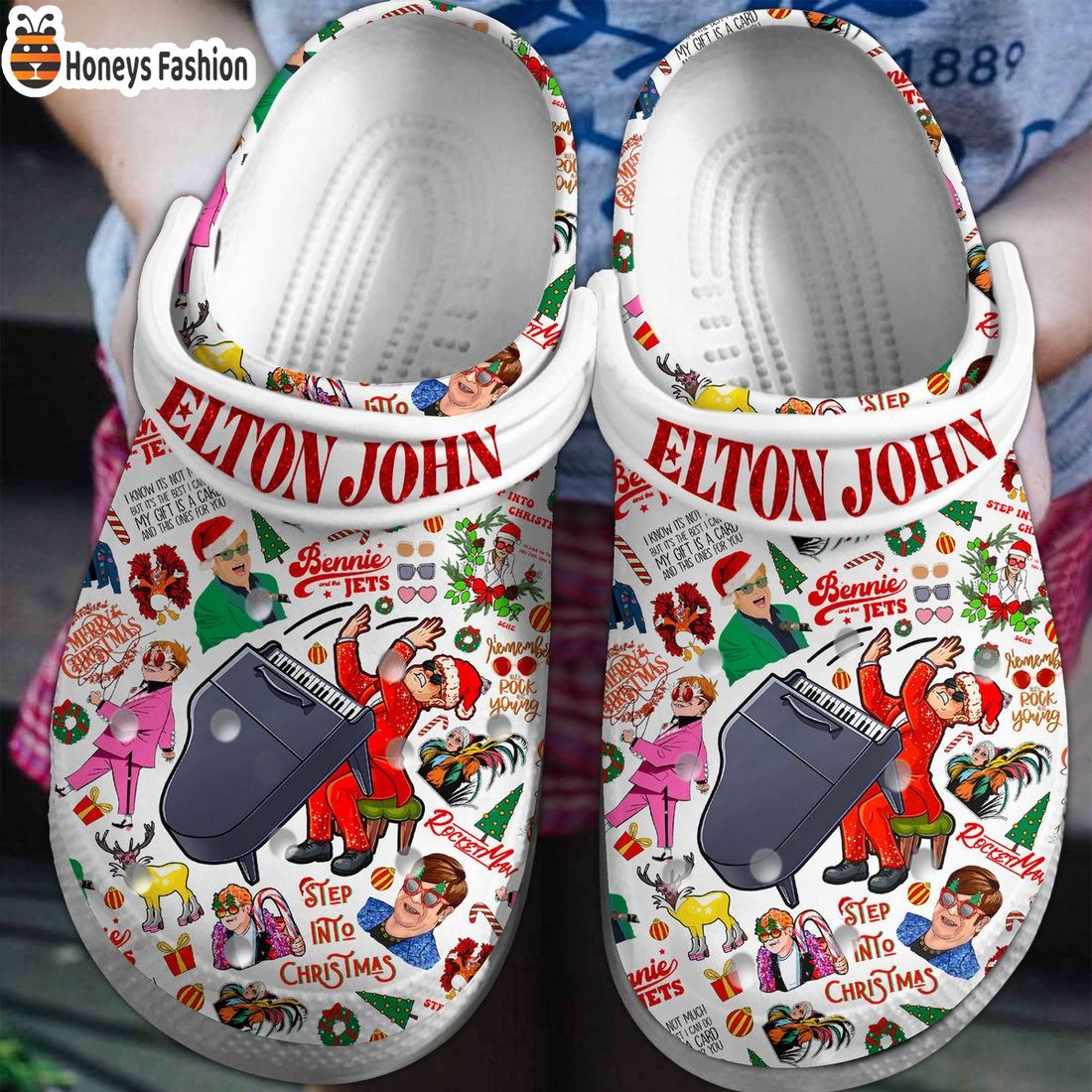 Elton John Bennie And The Jets Christmas Crocs Clog Shoes