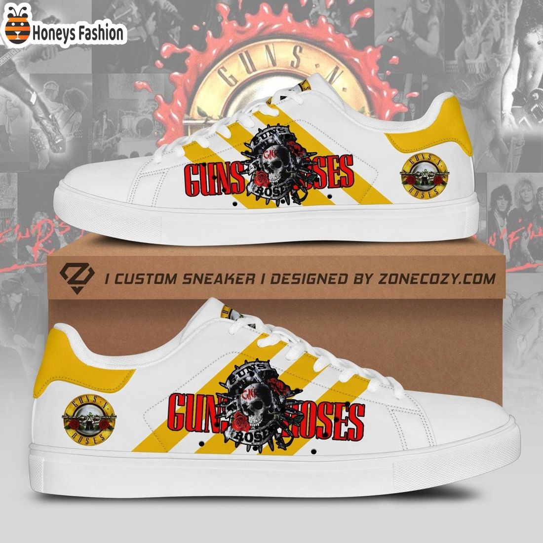 Guns N’ Roses rock band yellow ver 3 stan smith adidas shoes