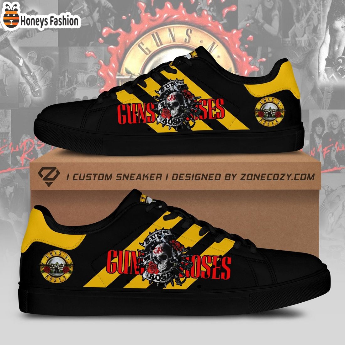 Guns N’ Roses rock band yellow ver 3 stan smith adidas shoes