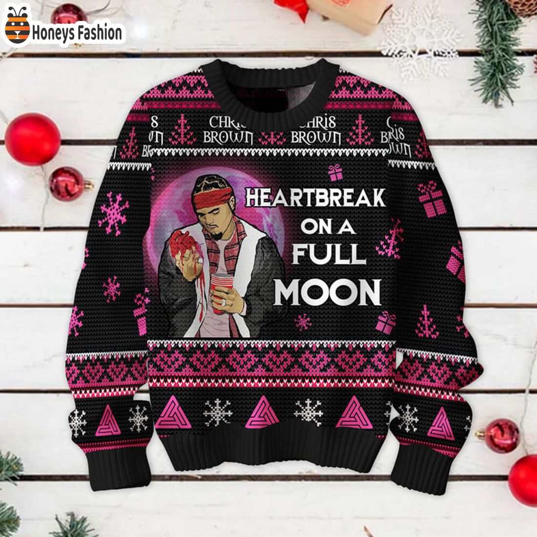 HOT Chris Brown Heartbreak On A Full Moon Ugly Christmas Sweater