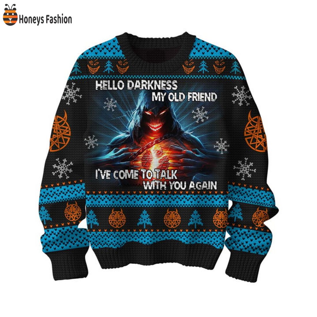 HOT Disturbed Hello Darkness My Old Friend Ugly Christmas Sweater