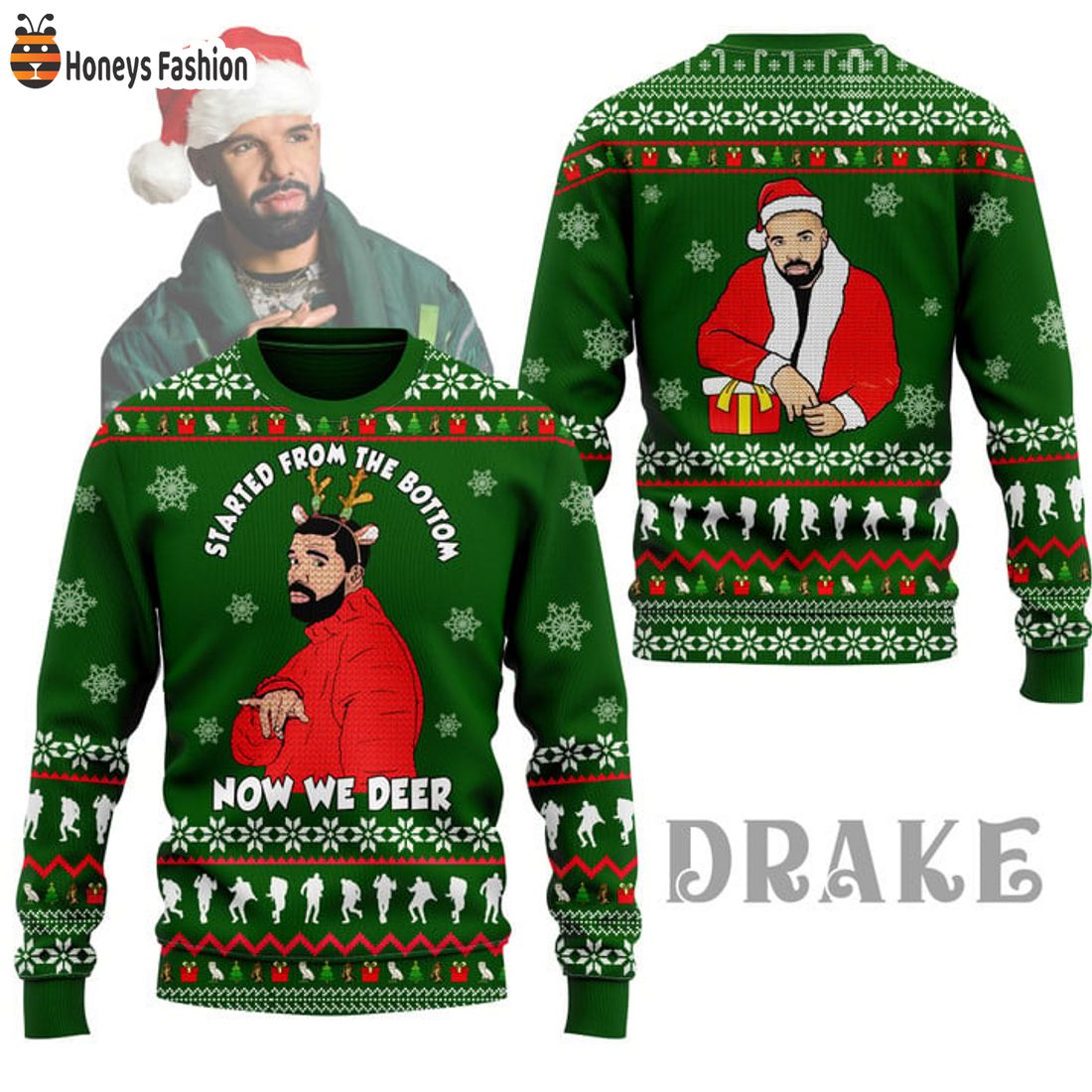 HOT Drake Started From The Bottom Santa Ugly Christmas Sweater