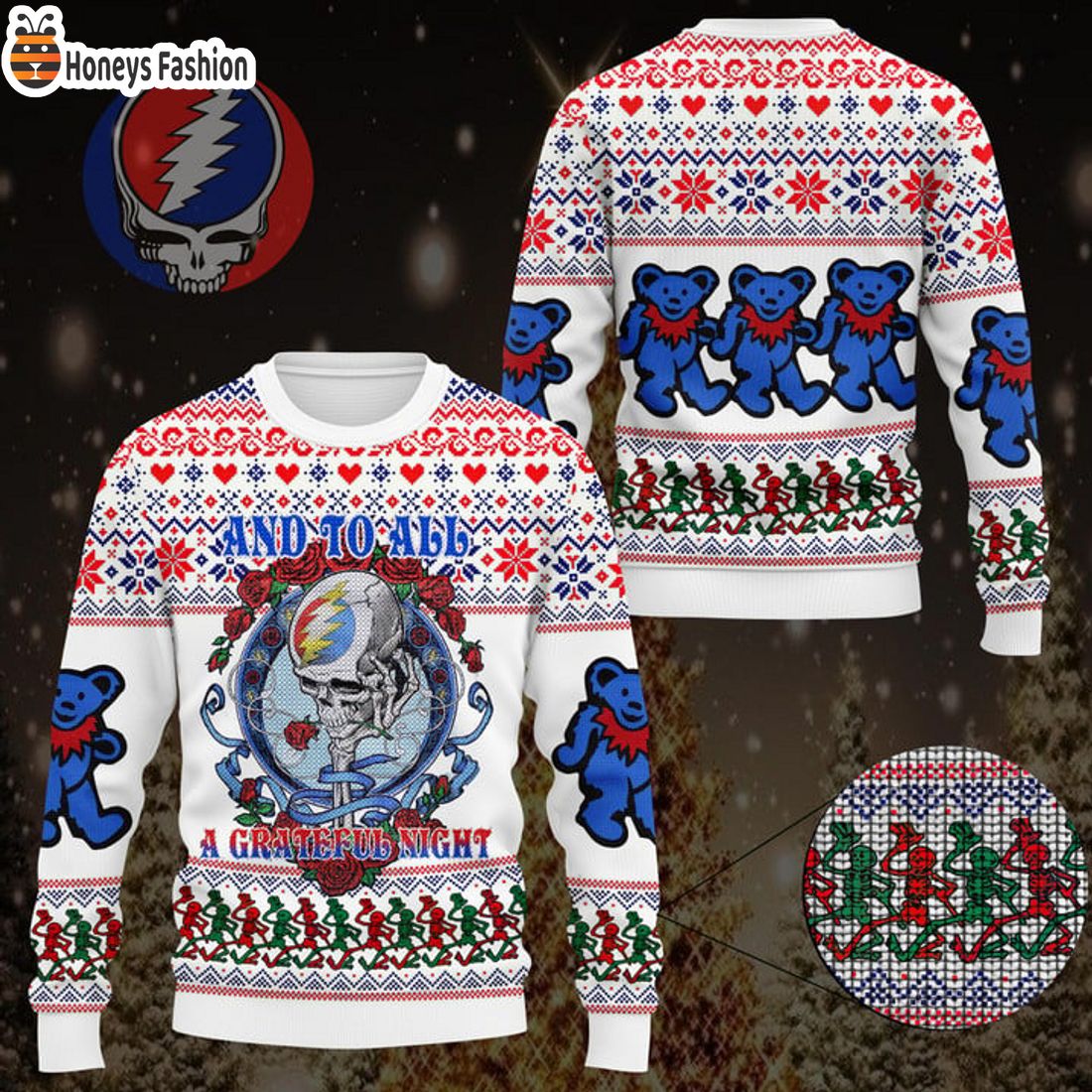 HOT Grateful Dead Skull And Roses To All Ugly Christmas Sweater