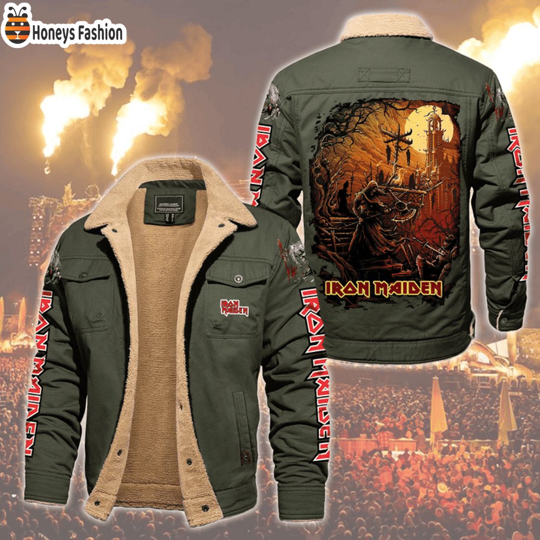 HOT Iron Maiden Dance Of Death Fleece Leather Jacket