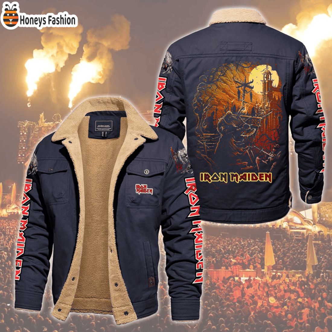HOT Iron Maiden Dance Of Death Fleece Leather Jacket