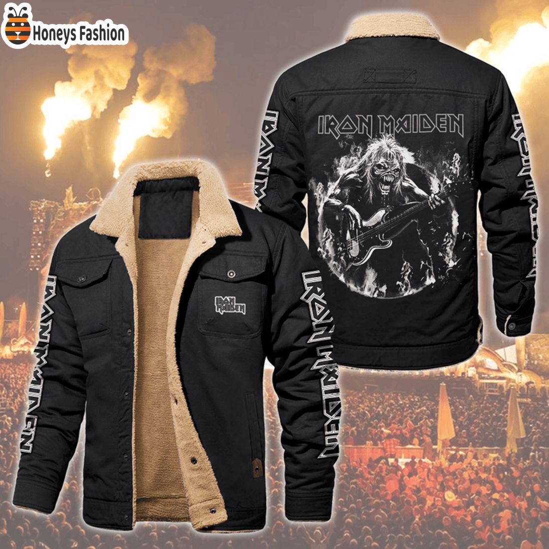 HOT Iron Maiden Eddy Glow Fleece Leather Jacket
