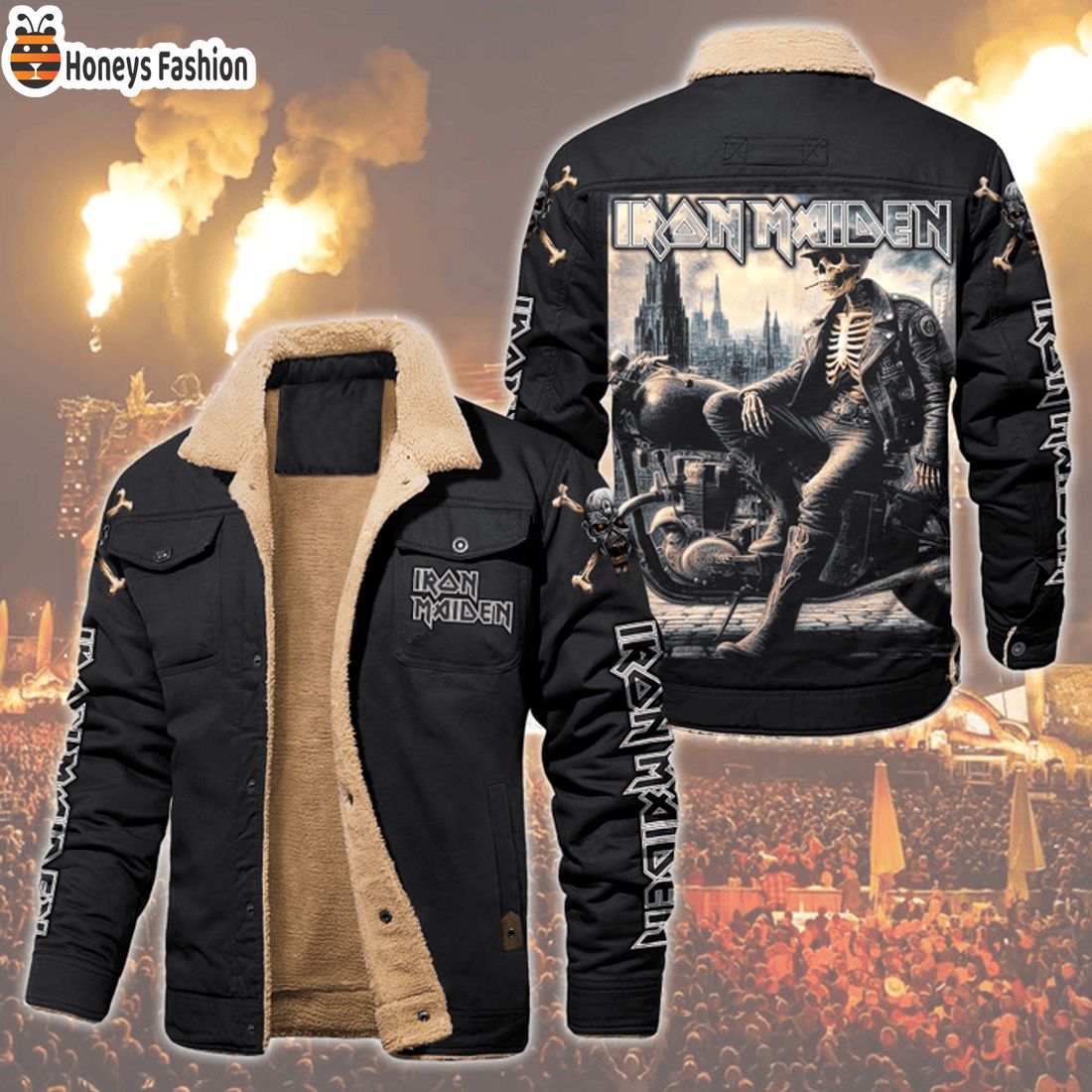 HOT Iron Maiden The Book Of Souls World Tour Fleece Leather Jacket
