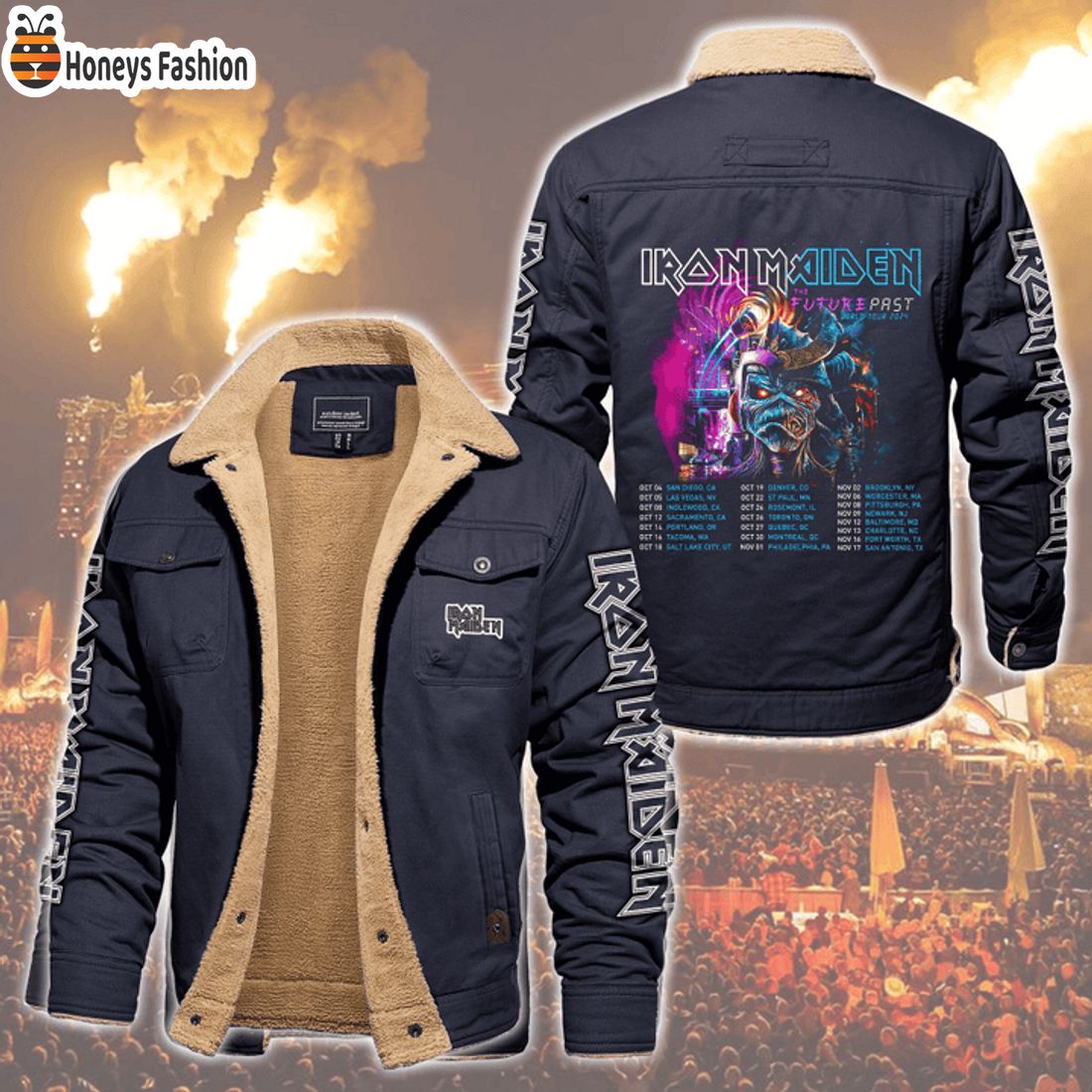 HOT Iron Maiden The Future Past World Tour 2024 Fleece Leather Jacket