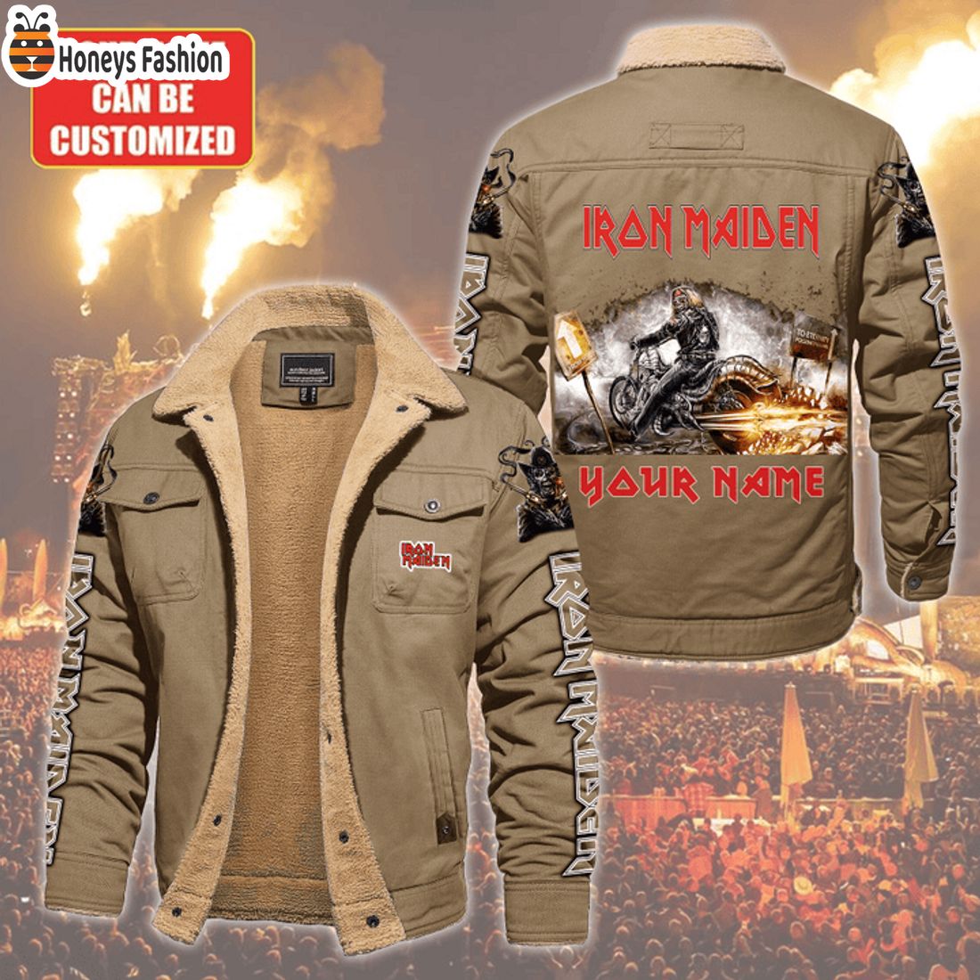 HOT Iron Maiden To Eternity Custom Name Fleece Leather Jacket