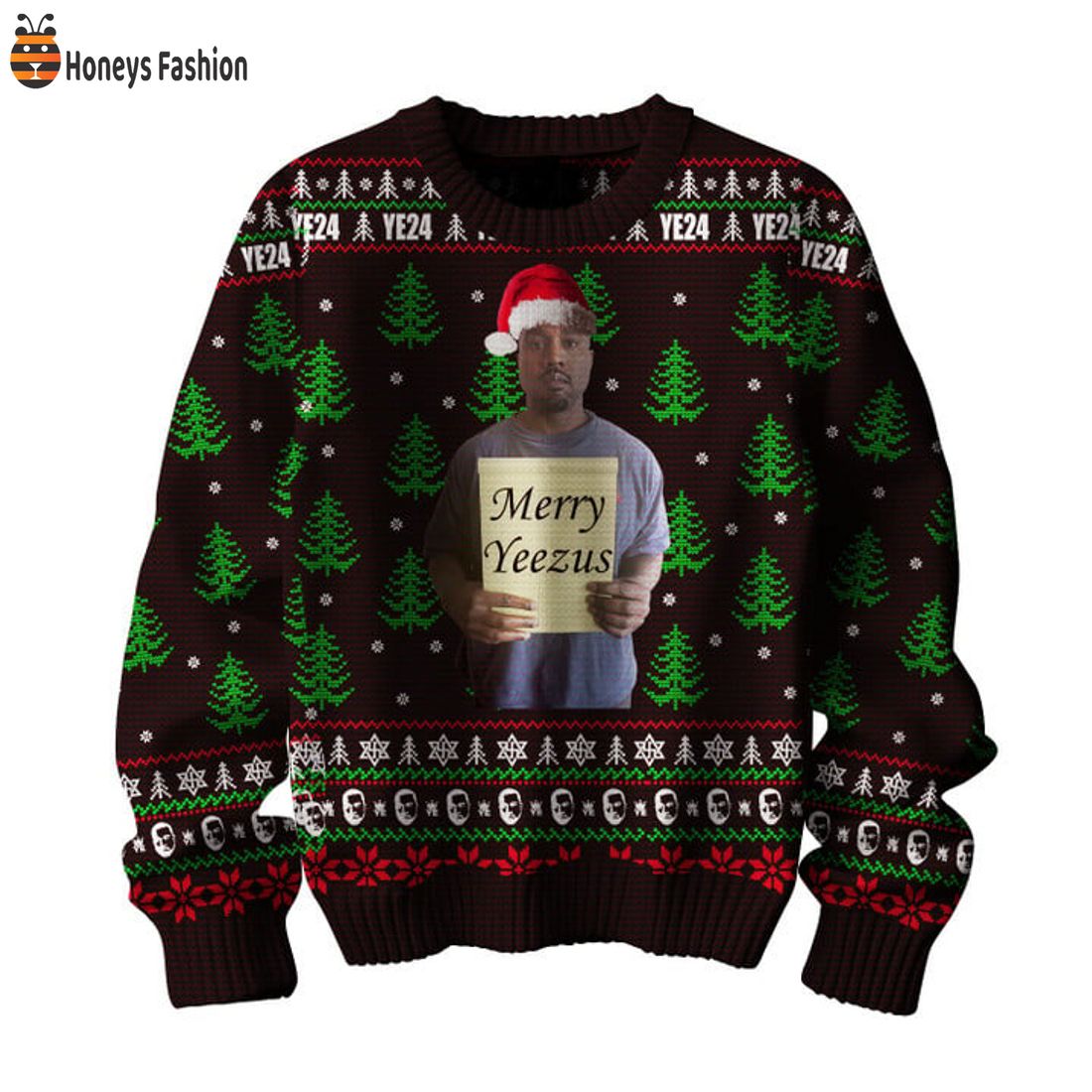 HOT Kanye Wes YE24 Merry Yeezus Ugly Christmas Sweater