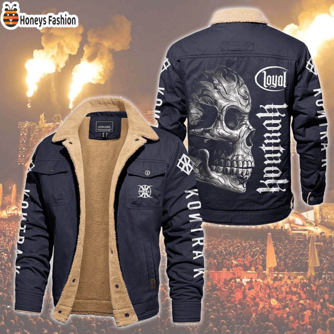 HOT Kontra K Head Skull Loyal Fleece Leather Jacket