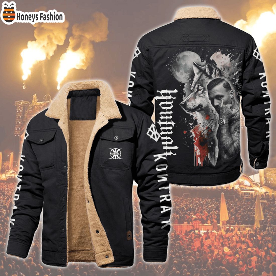 HOT Kontra K Wolfe Art Fleece Leather Jacket