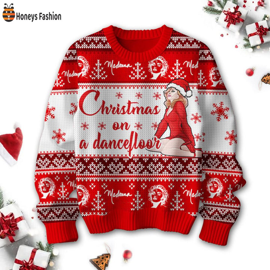 HOT Madonna Xmas On A Dancefloor Ugly Christmas Sweater