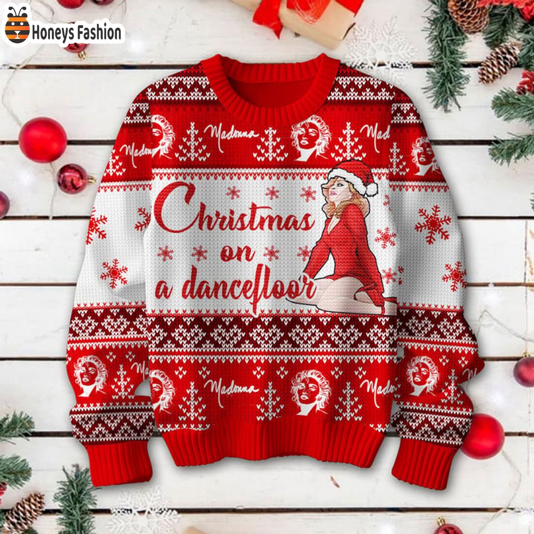 HOT Madonna Xmas On A Dancefloor Ugly Christmas Sweater