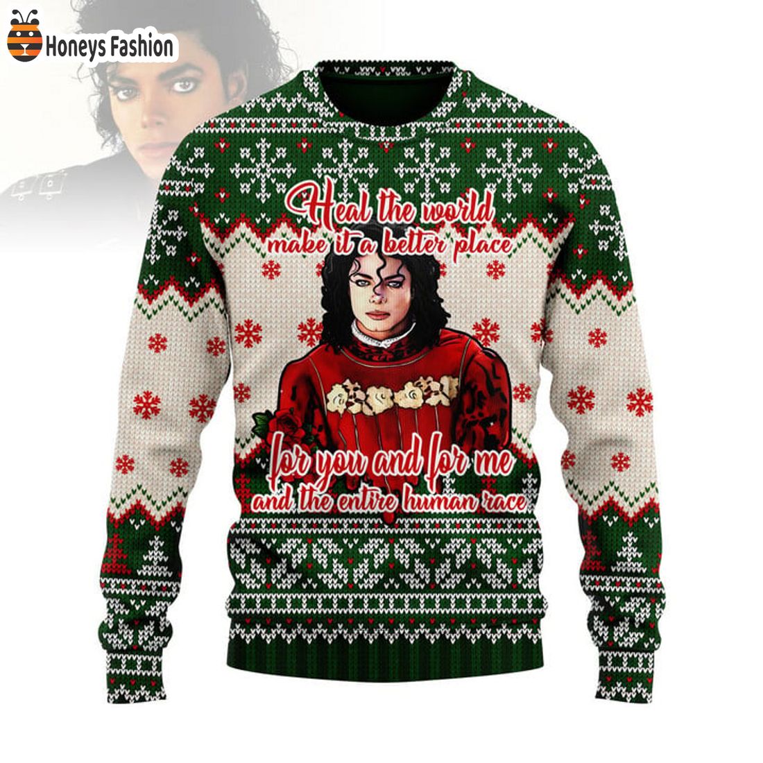 HOT Michael Jackson Heal The World Make It A Better Place Ugly Christmas Sweater