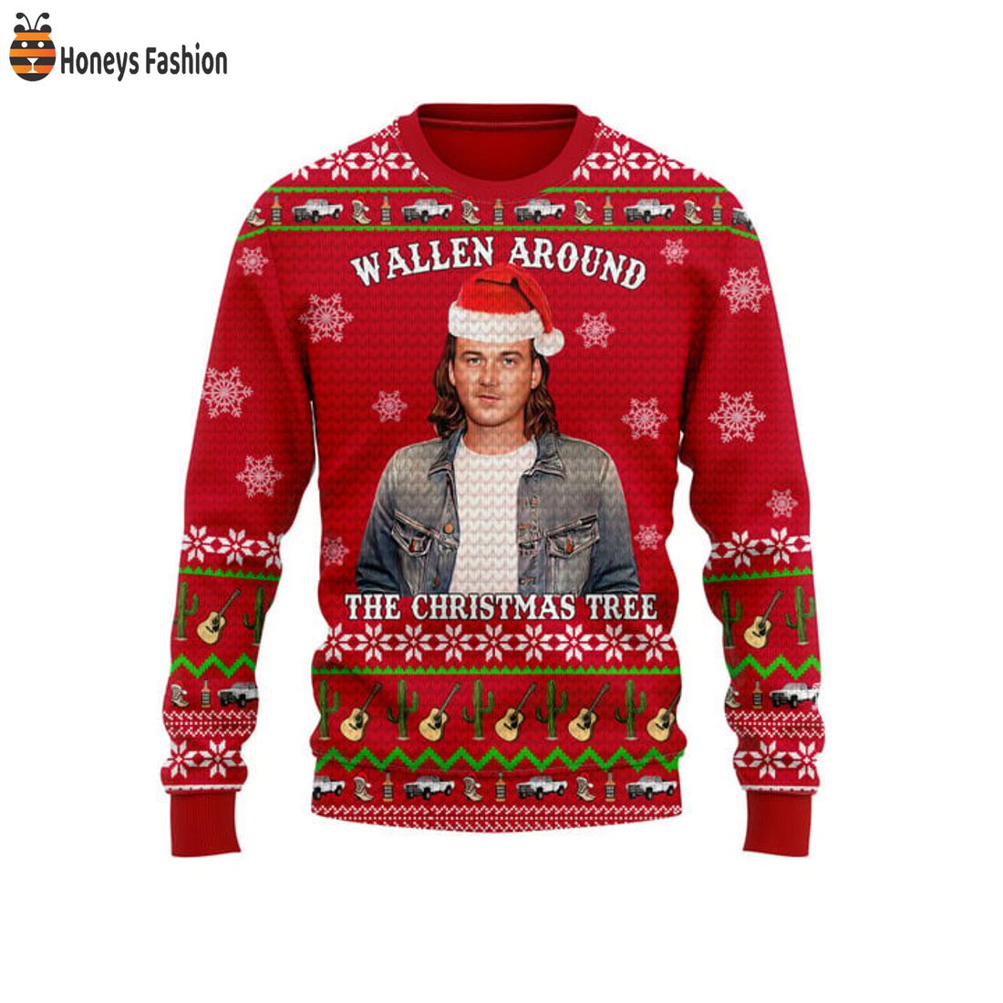 HOT Morgan Wallen Around The Christmas Tree Bull Bull Horns Ugly Christmas Sweater