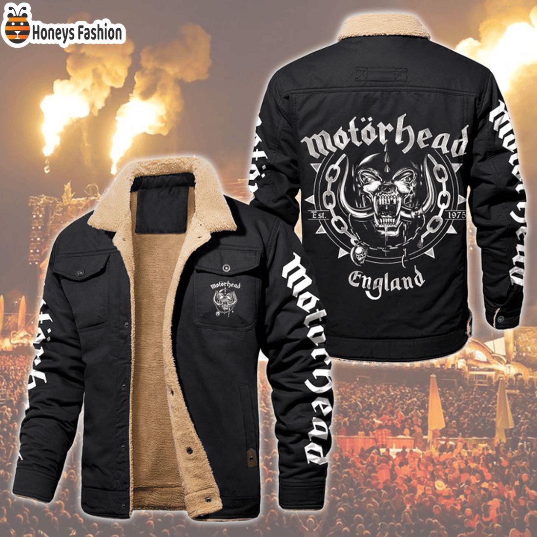 HOT Motorhead England Fleece Leather Jacket