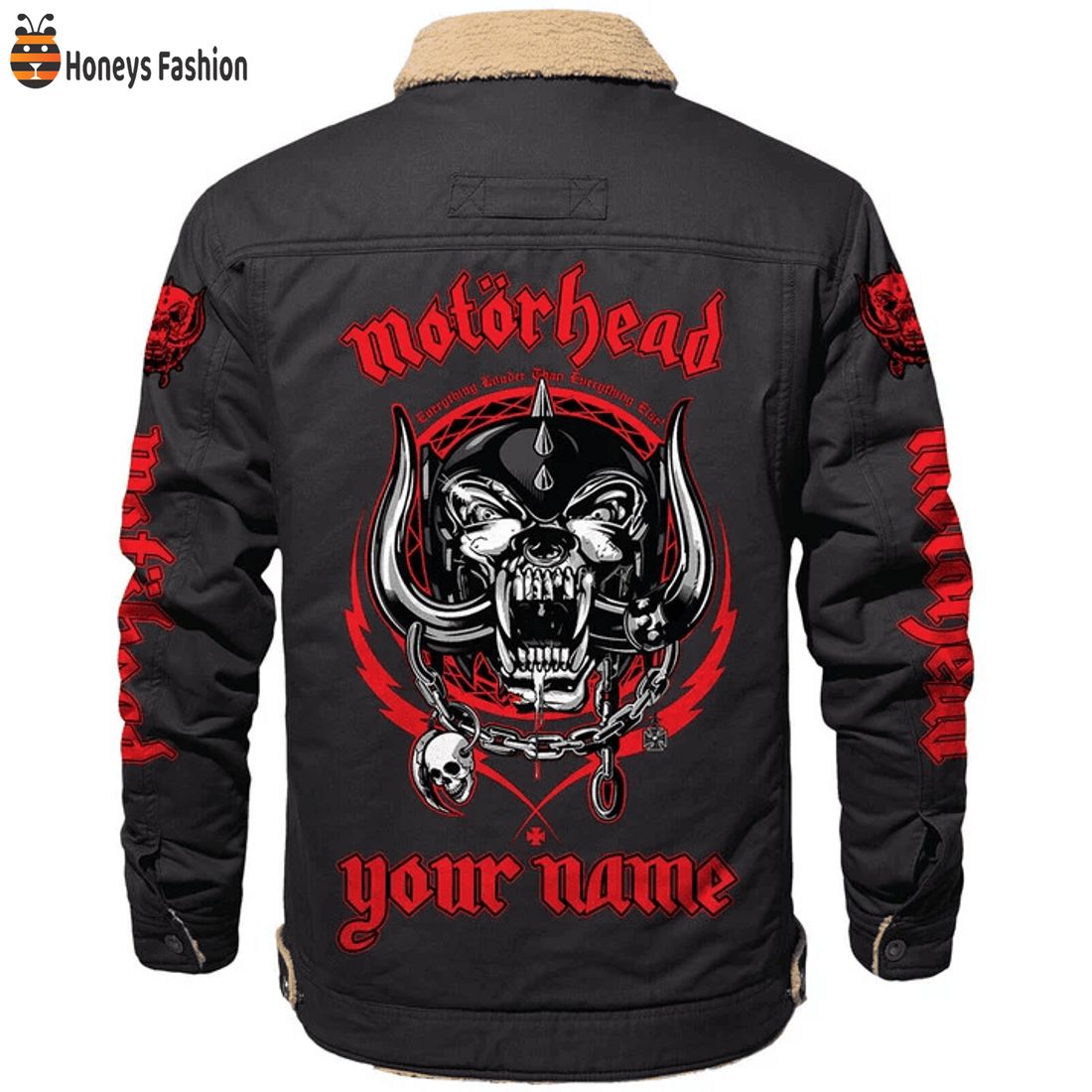 HOT Motorhead Logo Custom Name Fleece Leather Jacket