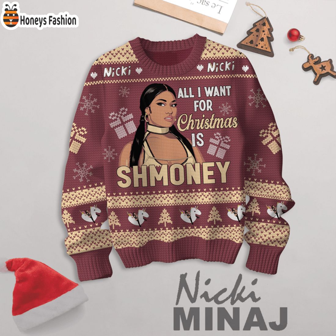 HOT Nicki Minaj All I Want For Xmas Is ShmoneyUgly Christmas Sweater