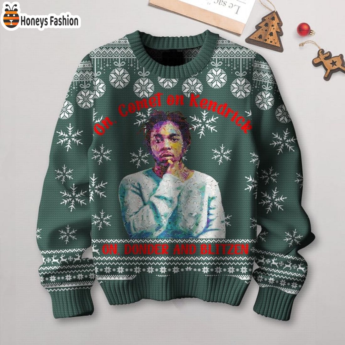 HOT On Comet On Kendrick Lamar On Donder And Blitzen Ugly Christmas Sweater