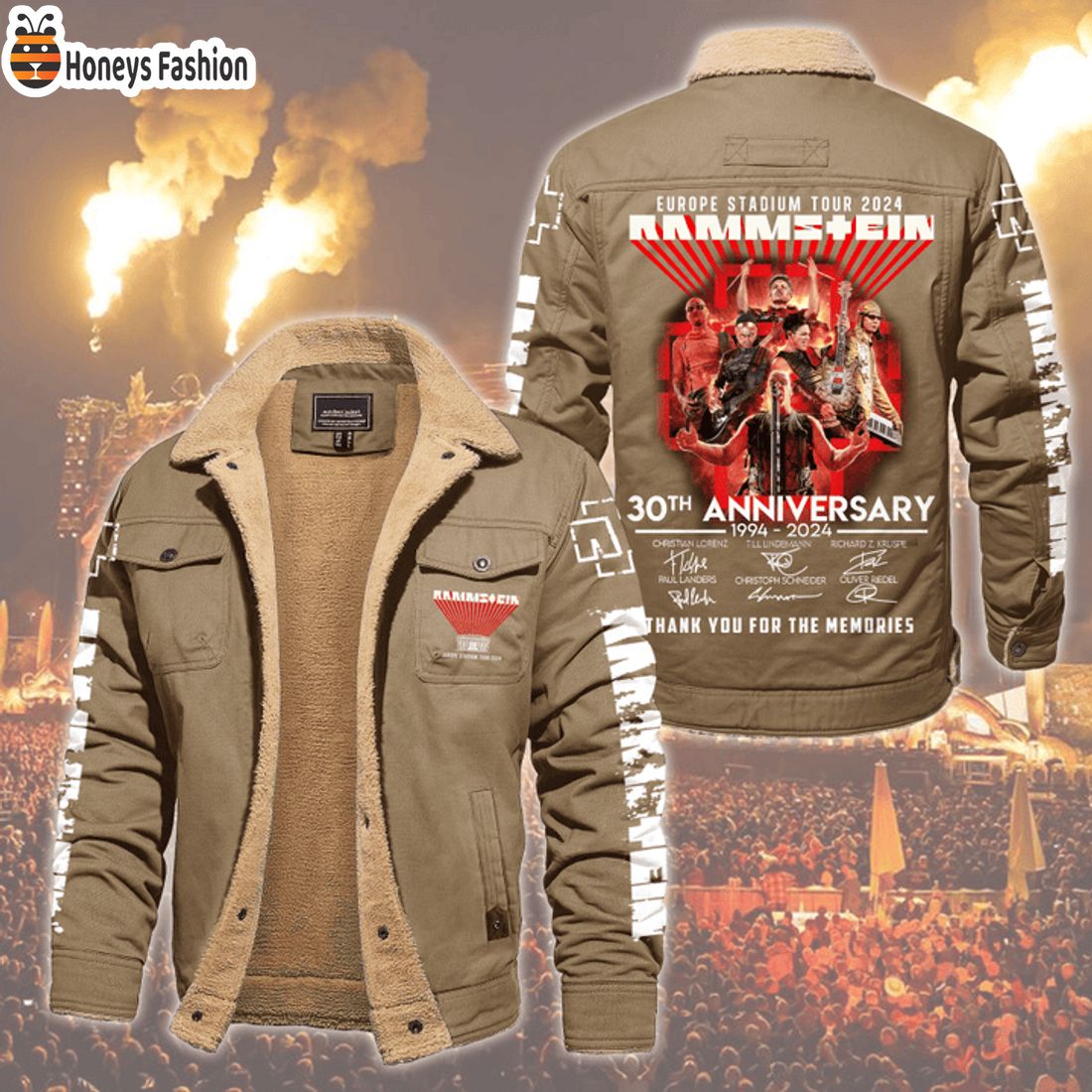 HOT Rammstein 30th Anniversary Thank You For The Memories Fleece Leather Jacket