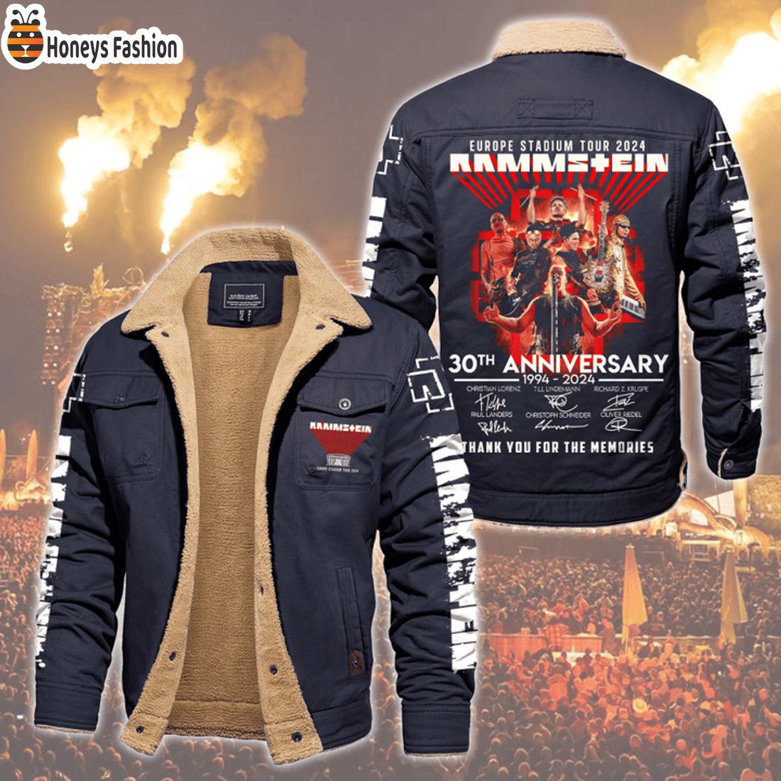 HOT Rammstein 30th Anniversary Thank You For The Memories Fleece Leather Jacket