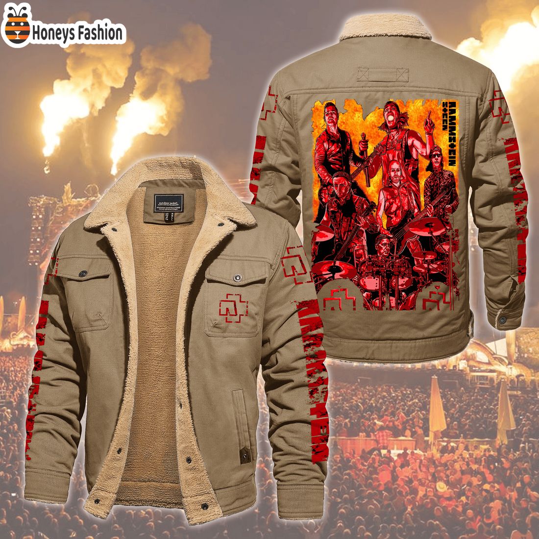HOT Rammstein Blood Fleece Leather Jacket