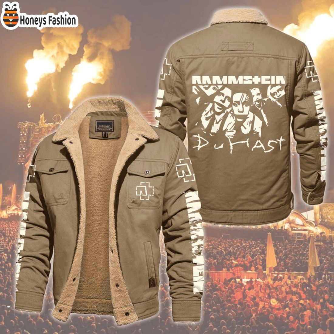 HOT Rammstein Du Hast Fleece Leather Jacket