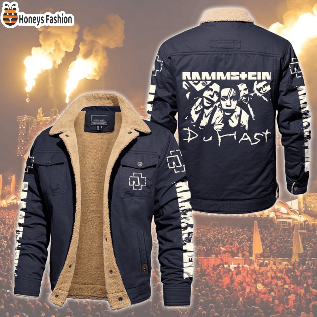 HOT Rammstein Du Hast Fleece Leather Jacket